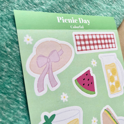 Picnic Day - Planche de Stickers Colorée - Été 2023