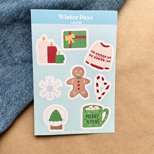 Winter Days - Planche de Stickers Colorée - Hiver 2023