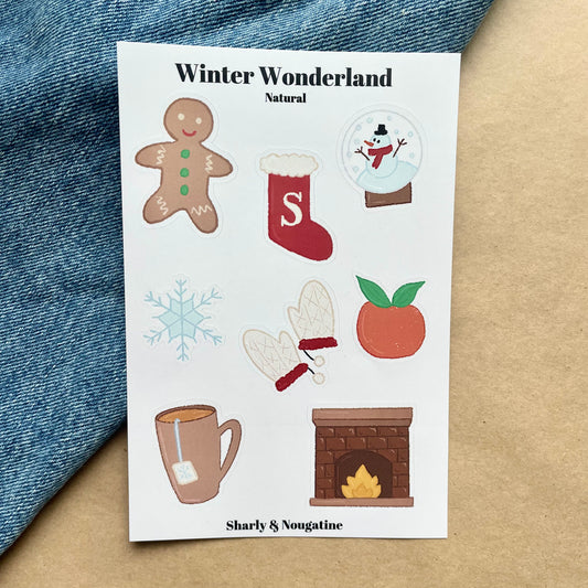 Winter Wonderland - Planche de Stickers Naturelle - Hiver 2023